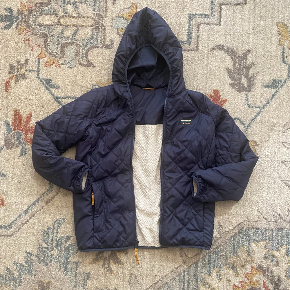 LLBean Kids' Medium Mountain Bound Reversible Jacket NAVY/Cream